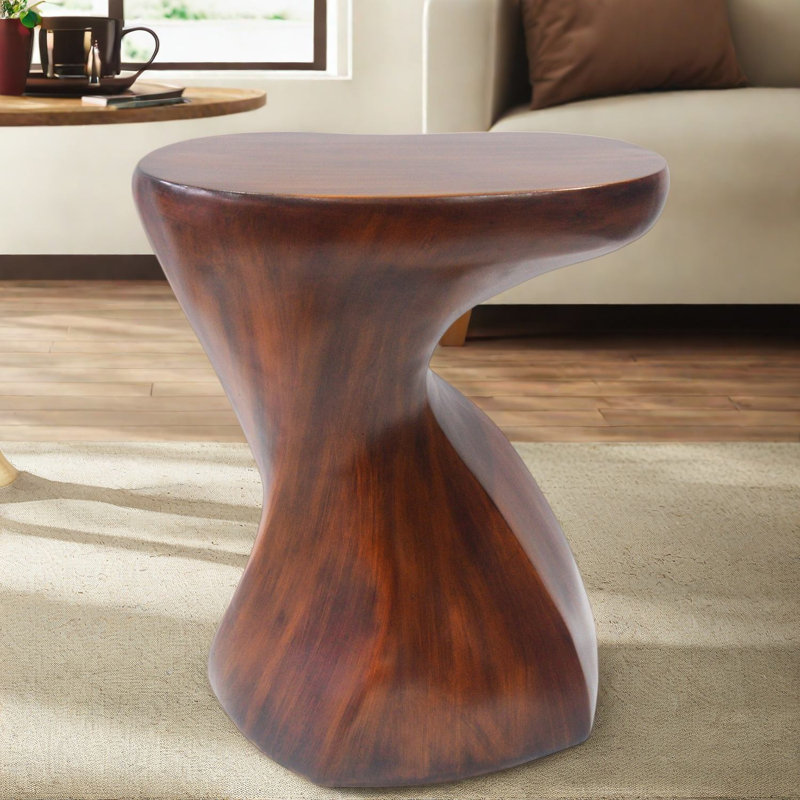 Tables de bout sculpturales, MGO brun antique, table d'appoint torsadée moderne pour la maison, Brun * brun