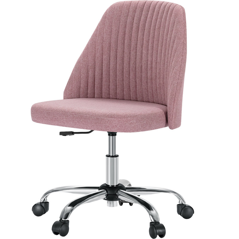 Chaise de bureau pivotante rose et argentée à hauteur réglable
