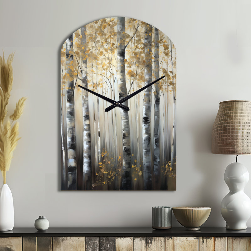 Horloge murale Birch Tree Forest Wonderland V - Tree, Moyenne