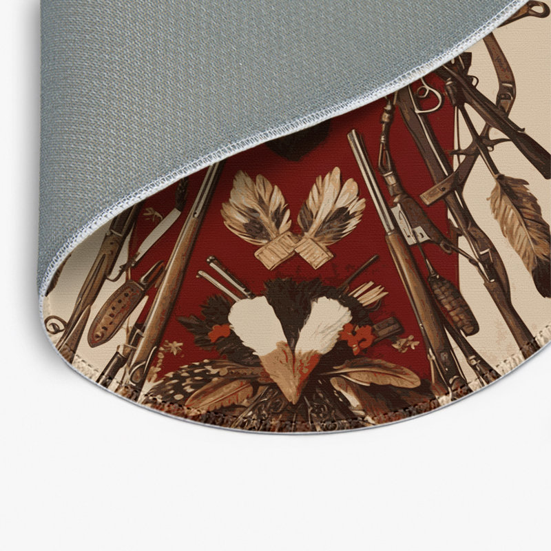 French Brown Indoor and Outdoor Area Rug, Round 5'