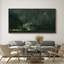 «Minimal Landscape Abstract Dark Green and Gold Flecks Modern Luxury», reproduction d'art sur toile-111568242-98042330
