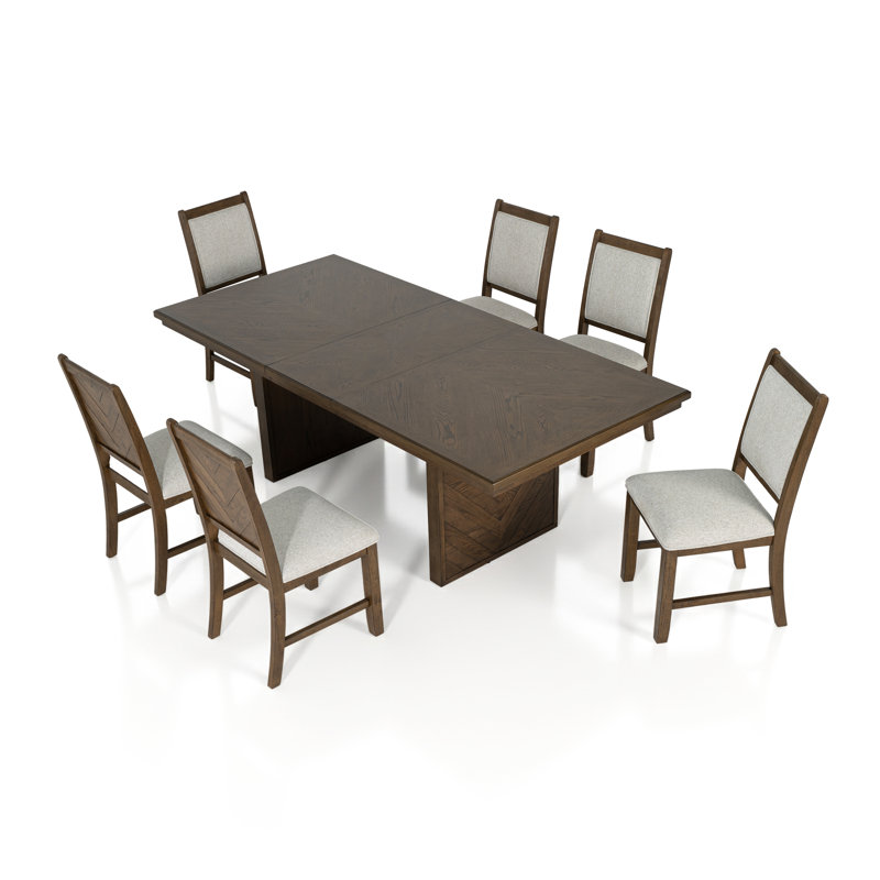 Ensemble de table de salle à manger extensible 7 pièces Gamino, Brun, 7 pièces : table, 6 chaises