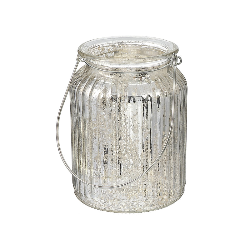 Mercury Glass Tabletop Tealight Holder, 6" H x 4" W x 4" D