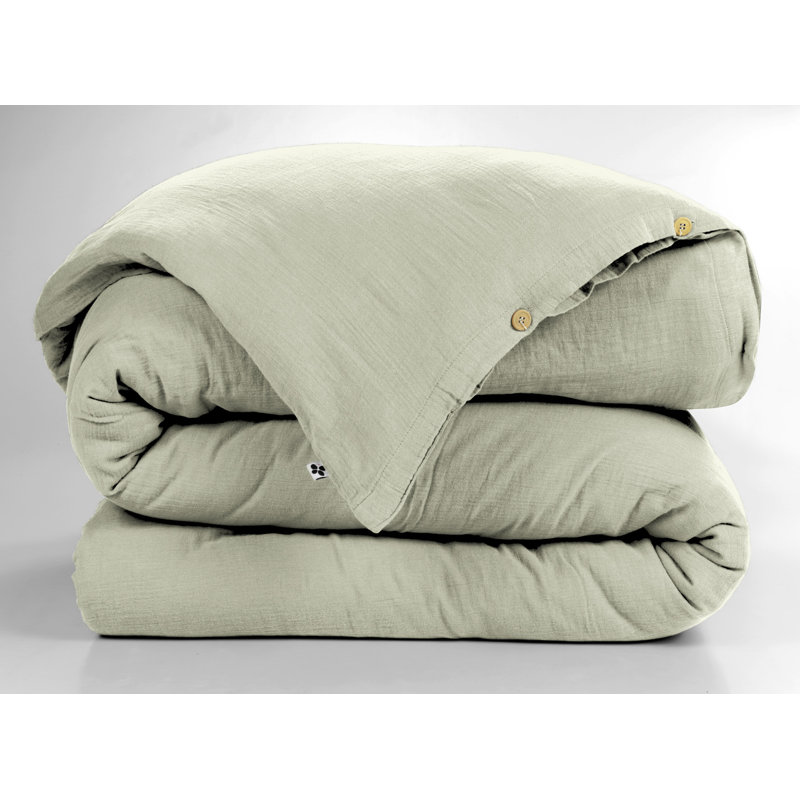 Knopp Cotton Solid Colour Duvet Cover, Super King Duvet Cover, Light Green