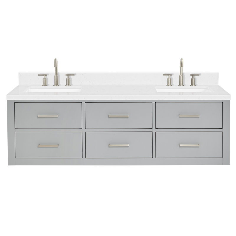 Macolm 72.25'' W Double Vanity, Gray, Brushed Nickel, 60"
