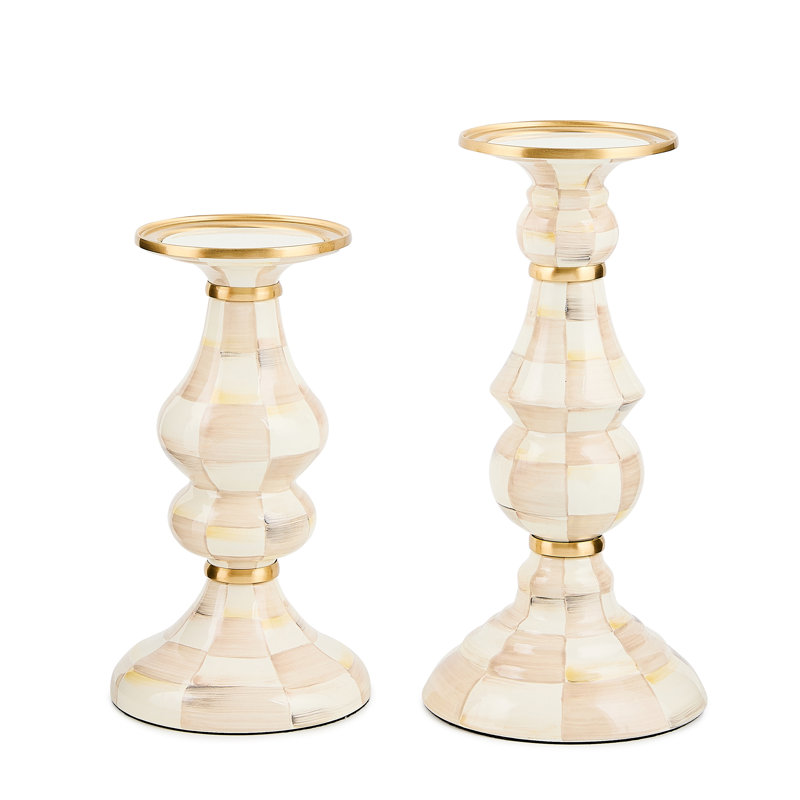 Mocha Check Pillar Candlestick
