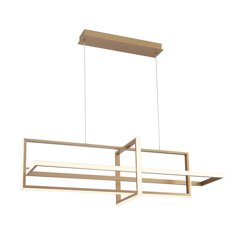 Lustre DEL, Doré, H 15,75 po x l 55,75 po x P 15,75 po