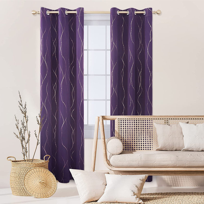 Kellea Room Darkening Curtain Pair, 52" W x 108" L, Light Purple