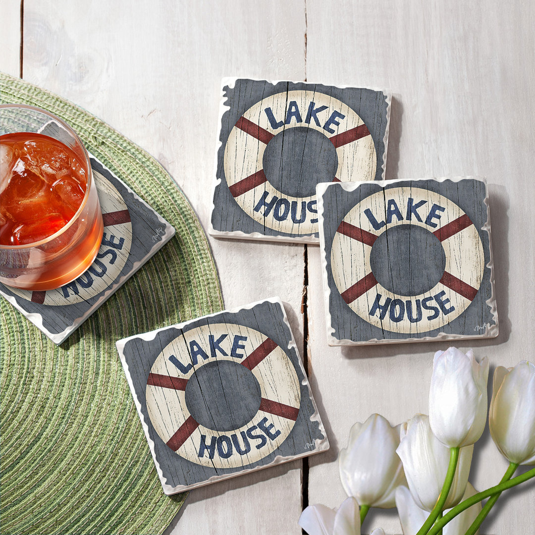 Stoneware Square 4 Piece Coaster Set (Set of 4) Millwood Pines