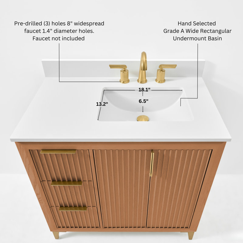 Turlington Freestanding Standard Bathroom Vanity with Top, 36", Sienna