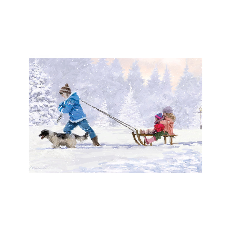 Children On Sledge by The Macneil Studio - Wrapped Canvas Painting, 66.04 cm H x 45.72 cm W x 1.91 cm D