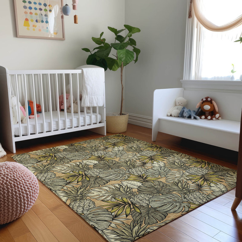 Premium Machine Washable Mayfield AMF206 Green Rug, Rectangle 10' x 14'