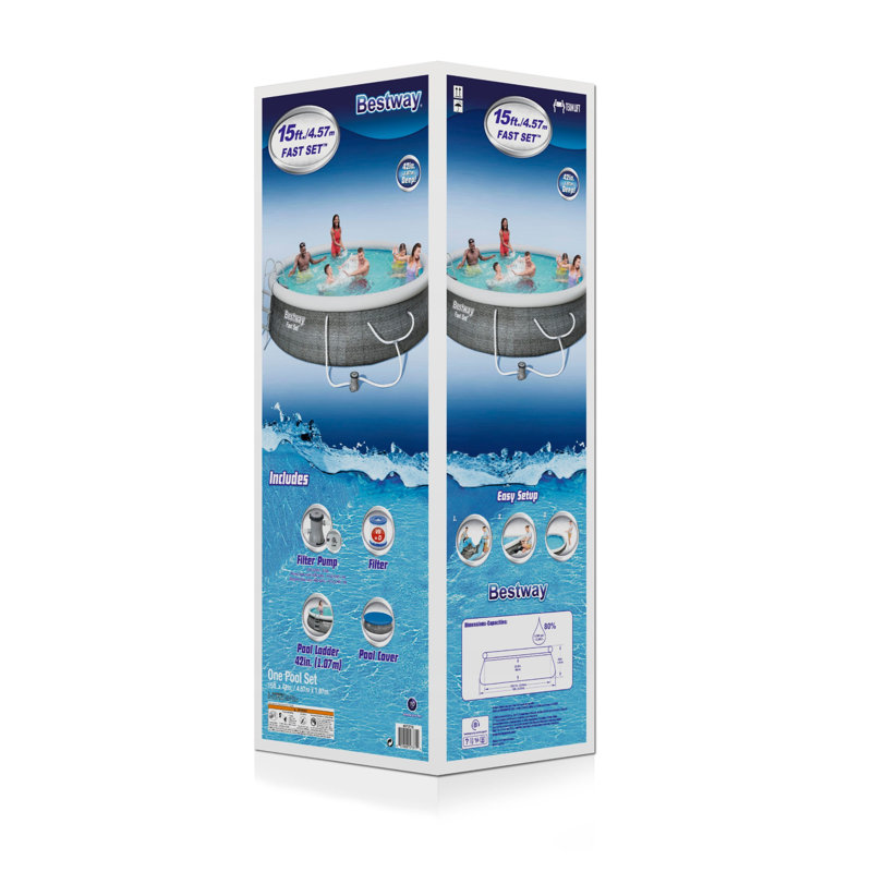 Piscine gonflable, Gris, L 15 po x H 42 po