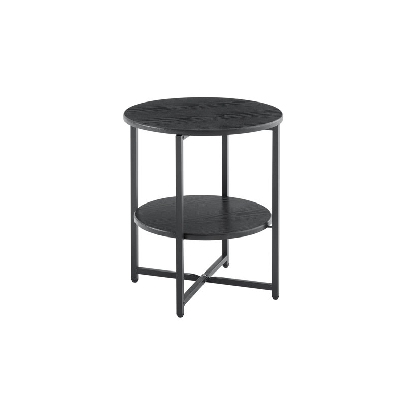 2 - Petite table de chevet ronde noire, pouvant servir de table basse dans le salon, décorée pour les espaces restreints, peu encombrante et multifonctionnelle, facile à assembler, en fer + 15,9 po de largeur, 18,77 po de profondeur