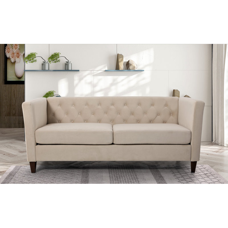 Rubio 73.29'' Velvet Flared Arm Sofa, Ivory Velvet