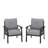 Set Of 2  All-Weather Metal Armchairs, Khaki Frame With Gray Cushions-98676419-98676421