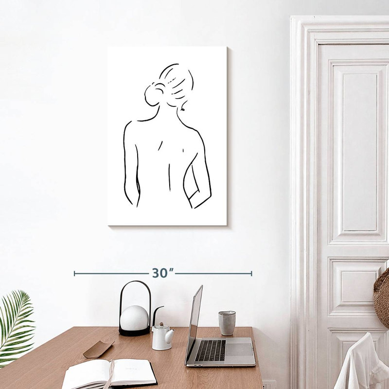 Esquisse de corps féminin Leisha IV - noir et blanc, H 30 po x l 20 po