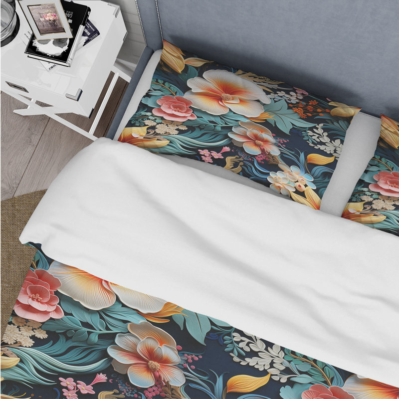 Ensemble de housse de couette à motif cachemire tropical Splendor, Housse de couette pour grand lit et 2 taies décor
