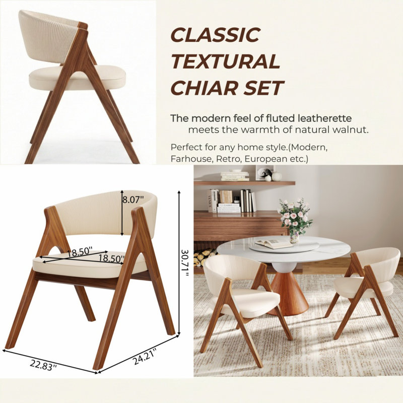 Chaise de salle à manger rembourrée Dorsey Elegant
