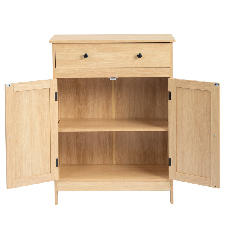 Armoire de rangement en chêne avec 2 portes et 1 tiroir, Chêne