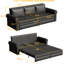 Lit convertible 3 en 1 en similicuir gris, 238 cm (93,7 po) avec garniture cloutée, idéal pour les salles de billard, les ateliers de menuiserie et les espaces de détente.