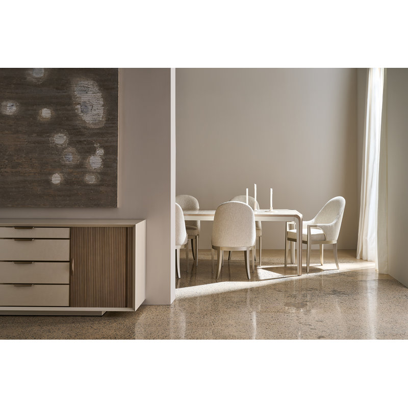 Caracole Classic Upholstered Dining Chair, Soft Silver, Beige