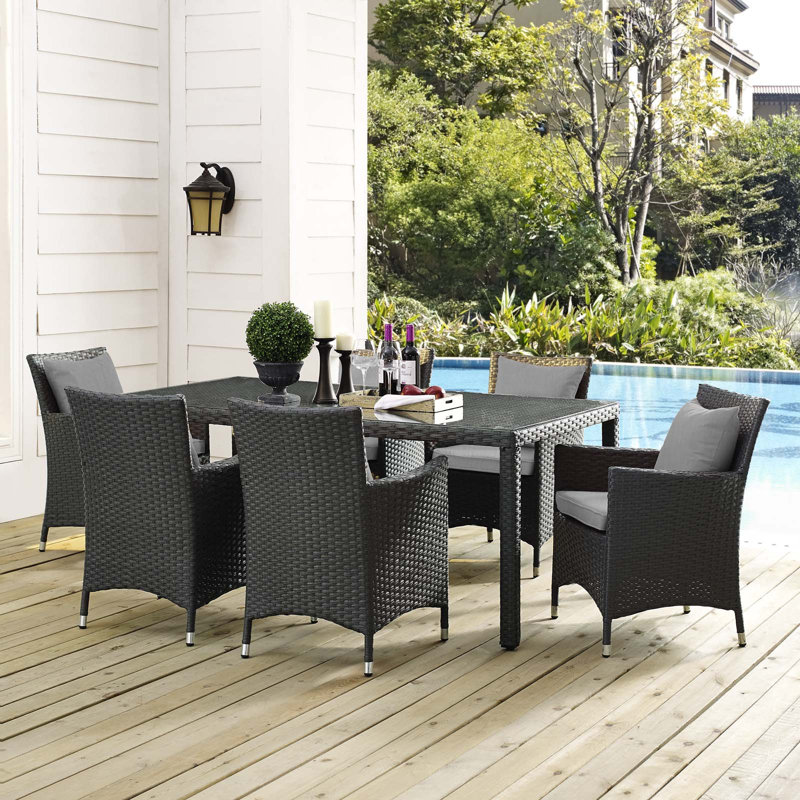 Ensemble repas d'extérieur Sunbrella 7 pièces Stopover, Toile Granite Sunbrella®, 29,5" H x 59" lx 39,5" D