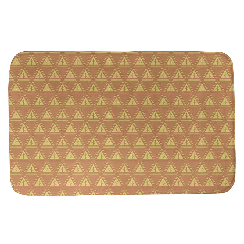 Tapis pour salle de bain à arbres minimalistes Barbra, l 21 po x L 34 po, Orange / doré