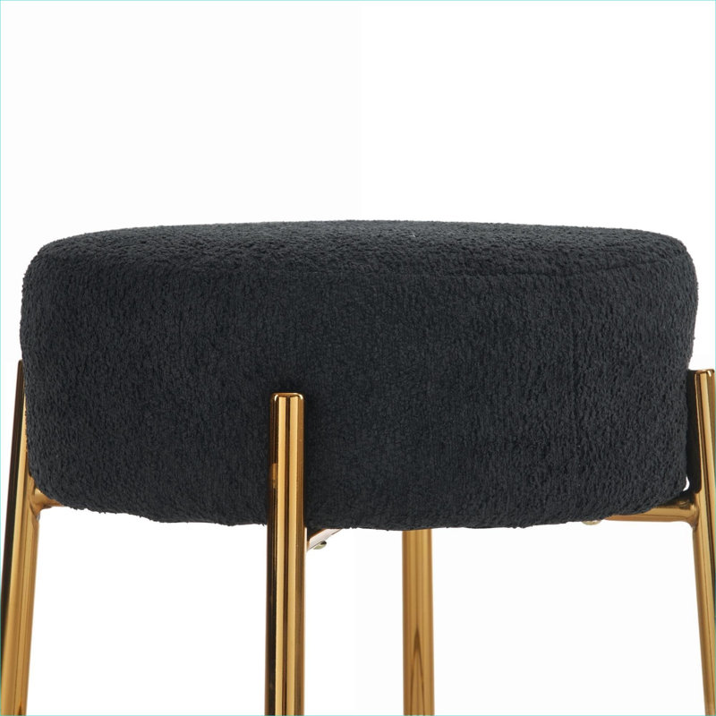 Ensemble de 2 tabourets de bar rembourrés en tissu noir élégant pour cuisine et bar de 24 po de hauteur