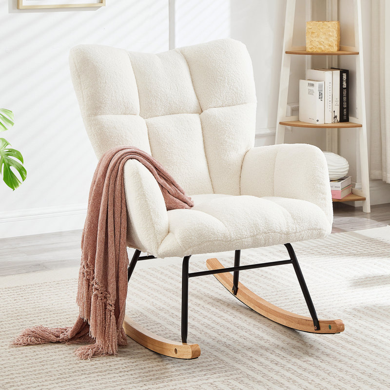 Fauteuil coulissant blanc avec revêtement doux, structure en métal, grande capacité de 300 lb, facile à assembler pour les espaces de loisirs