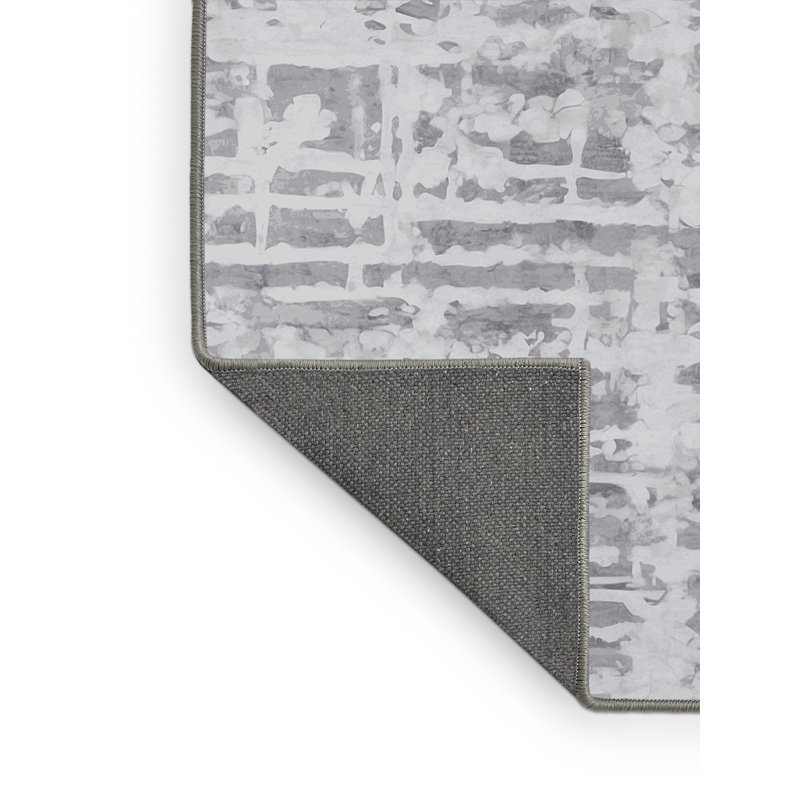 Tapis gris soyeux et moelleux, Rectangle 7 pi x 9 pi
