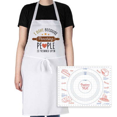CounterArt I Bake Because Kitchen Chef's Apron with Pastry Mat