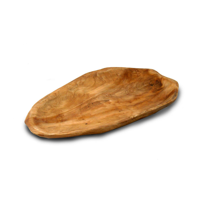 Plateau de service en bois de racine sculpté à la main 9 à 11 po ovale rustique