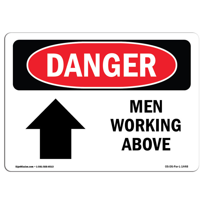 Hommes qui travaillent au-dessus de l'enseigne, H 12 po x l 18 po x P 0,1 po