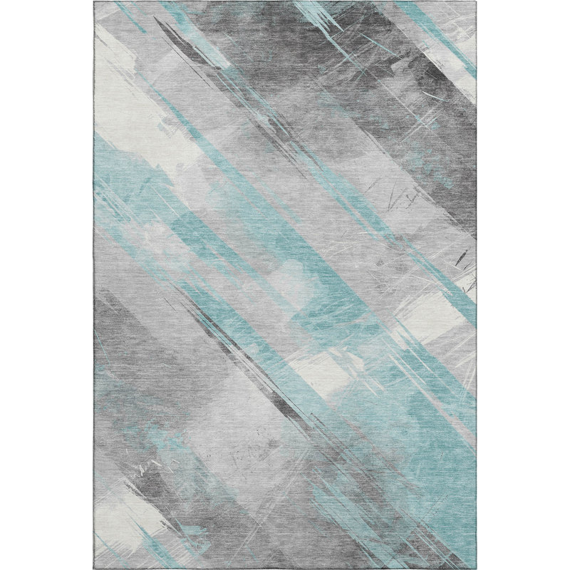 Tapis à rayures Floyd AMF1535 lavable à la machine de qualité supérieure, Rectangulaire 8 pi x 10 pi