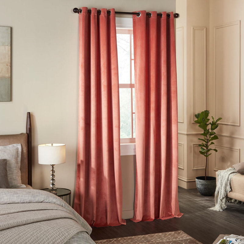 Blackout Curtains for Bedroom  Long for Room Darkening & Living Room Decor (  2 Panels), Bloom Peach, 52" W x 90" L