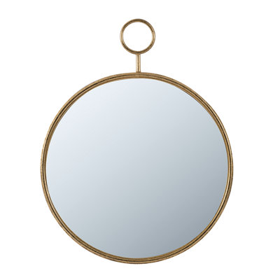 22" X 28" Circle Wall Mirror With Magnificent Gold Iron Frame - Living Room, Entryway, Office Clear Reflection, 22.4X1.8X28.3 Inches Beautify