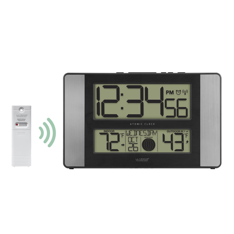 Jorgenson Atomic Digital Clock, Silver/Black