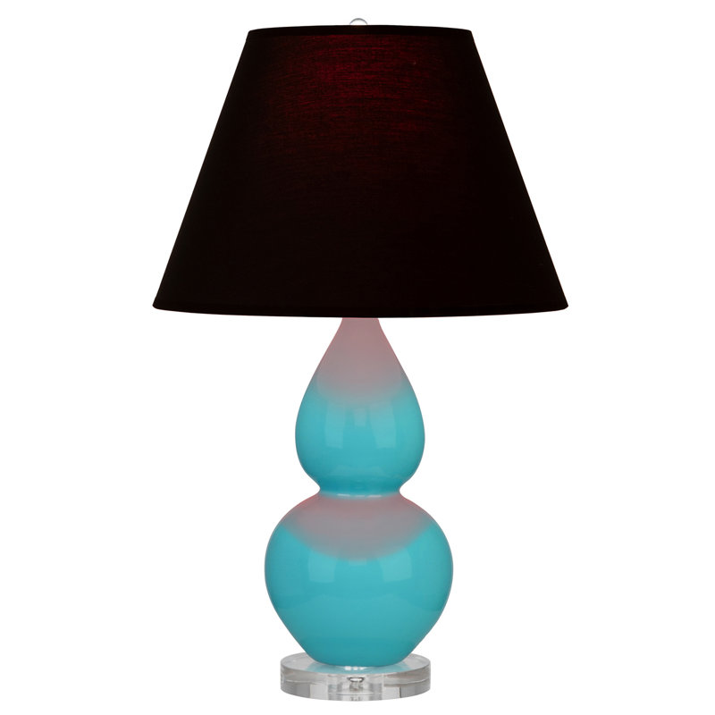 Petite lampe d'appoint à double gourde, Bleu crème, Noir / Rouge
