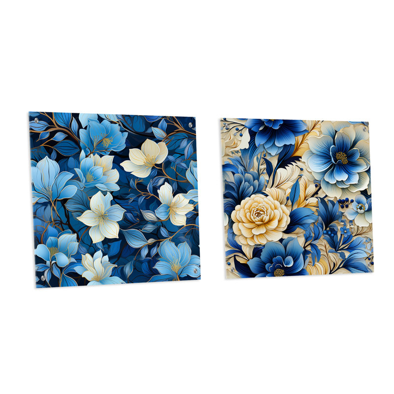 Blanc et bleu Bliss, H 30 po x l 61 po