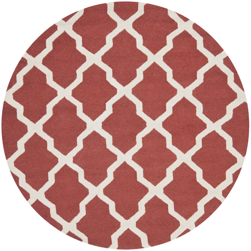 Tapis en laine touffeté à la main Cannen, Rond 6 pi, Rouille / ivoire
