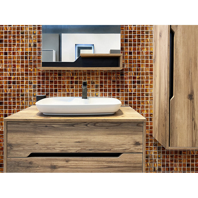Celestial 0.8" x 0.8" Glass Grid Mosaic Wall & Floor Tile, Blue-Green