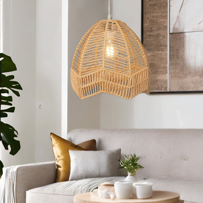 28cm H Rope Pendant Shade in Brown
