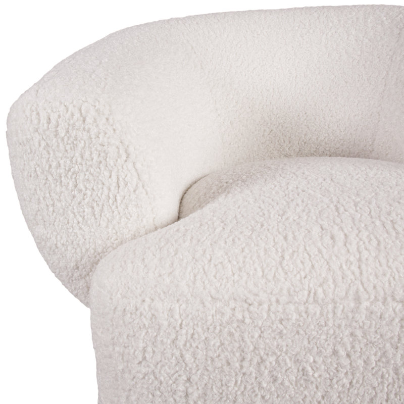 Bruford Swivel Barrel Chair, White Cotton Blend
