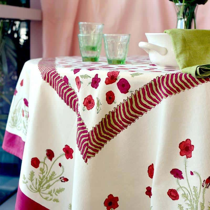 Nappe Brian / rouge / crème / verte 90 po - ronde