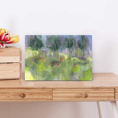 Tree Park Chartreuse Abstract Contemporary Lavender Landscape Nature Wall Art