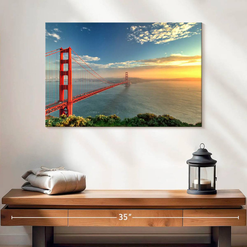 Lilie Golden Gate Bridge, coucher de soleil, H 16 po x l 24 po
