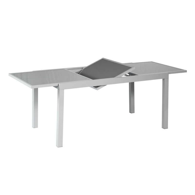 Ashmita Rectangular Glass Extendable Outdoor Dining Table 90 cm D, 75cm H x 140 - 200cm W x 90cm D