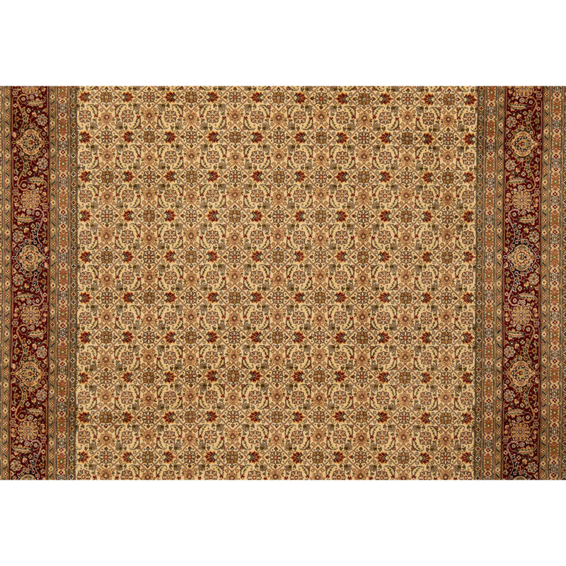 Tapis ivoire et vin noué à la main de haute qualité