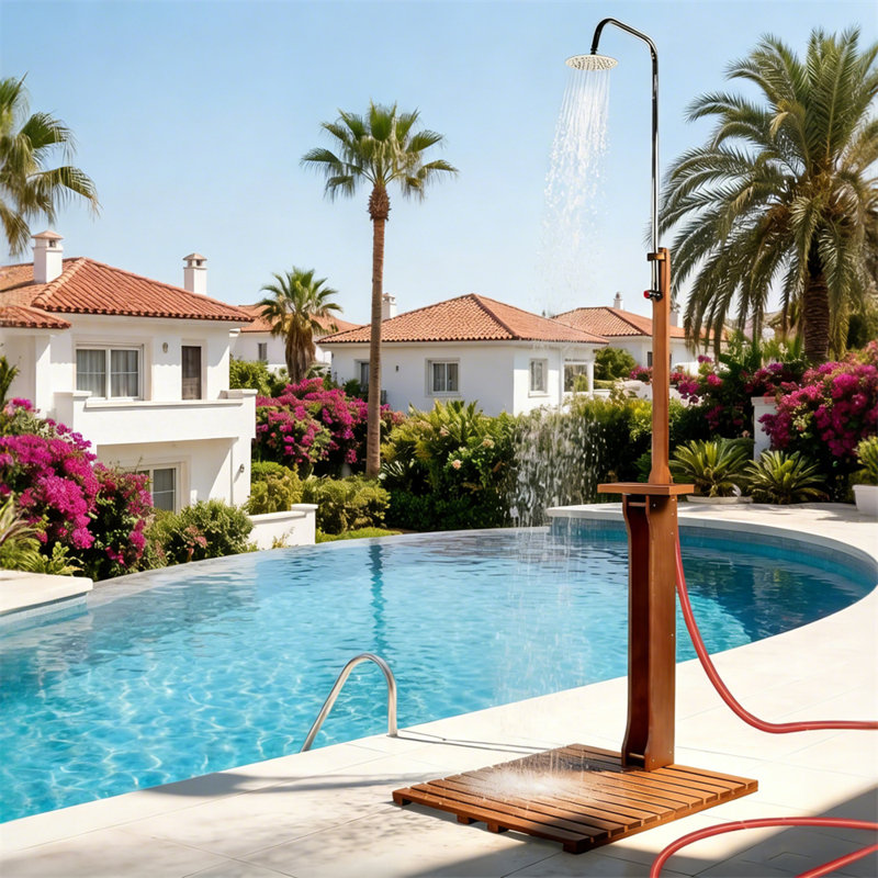 Solid Wood Rain-Style Outdoor Shower